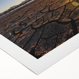 Art deco poster of Queensland scenery in muted blue and green tones on rolled canvas, suitable for dining room wall art.