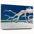Large abstract wall art on acrylic glass depicting a serene Australian landscape, ideal for bedroom or dining room decor.