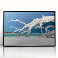 Large abstract wall art of an Australian scenery in muted earth tones on a framed acrylic.
