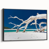 Black and white framed canvas of a vintage Australian landscape, ideal for bedroom wall decor.