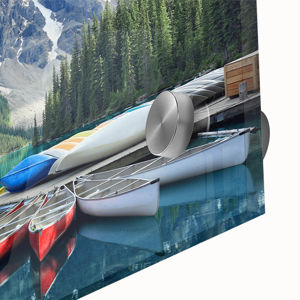 Large abstract wall art of Alberta, Canada scenery in mid-century modernist style on acrylic glass.