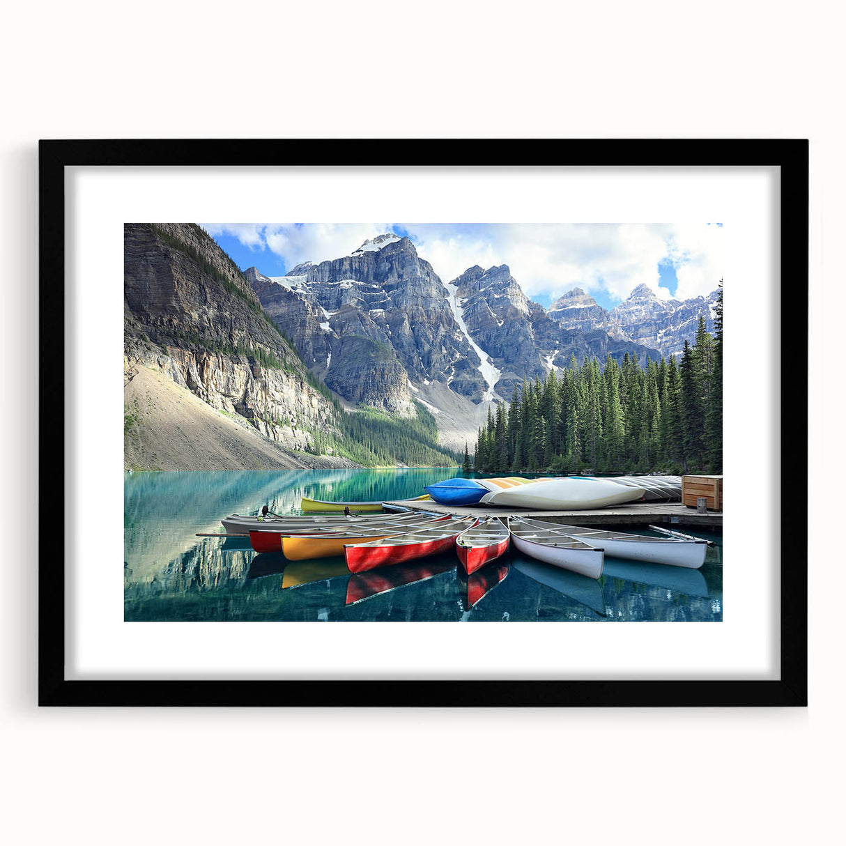 Extra large abstract art print of Alberta, Canada scenery in vibrant colors on a textured canvas, framed in black.