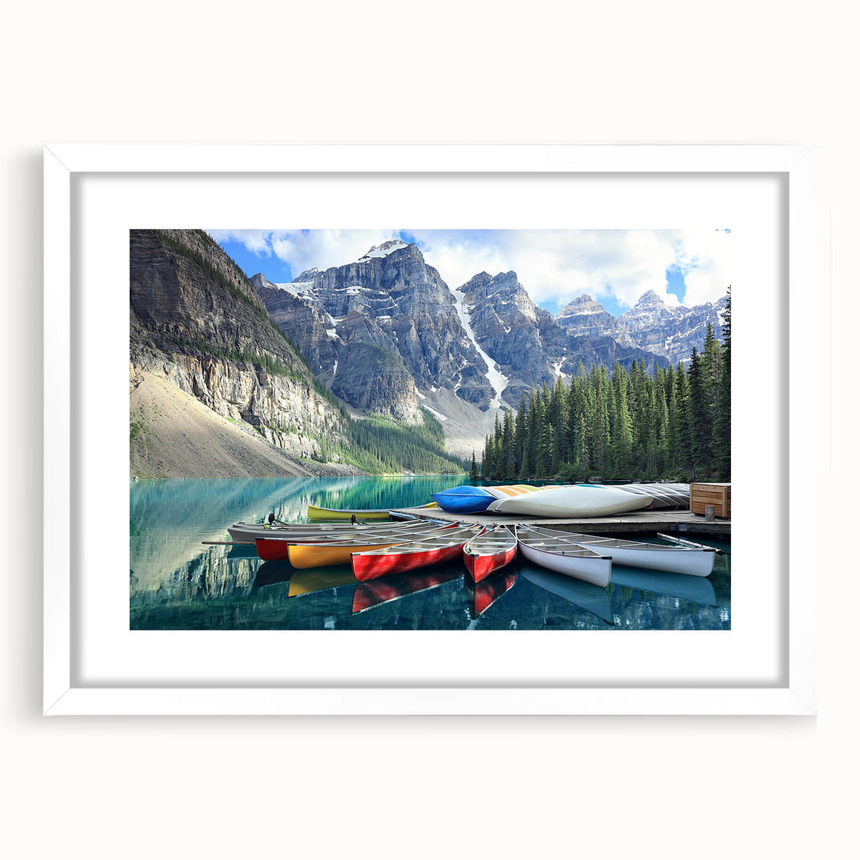 Abstract art print of Alberta, Canada scenery in muted earth tones, framed with a white mat.