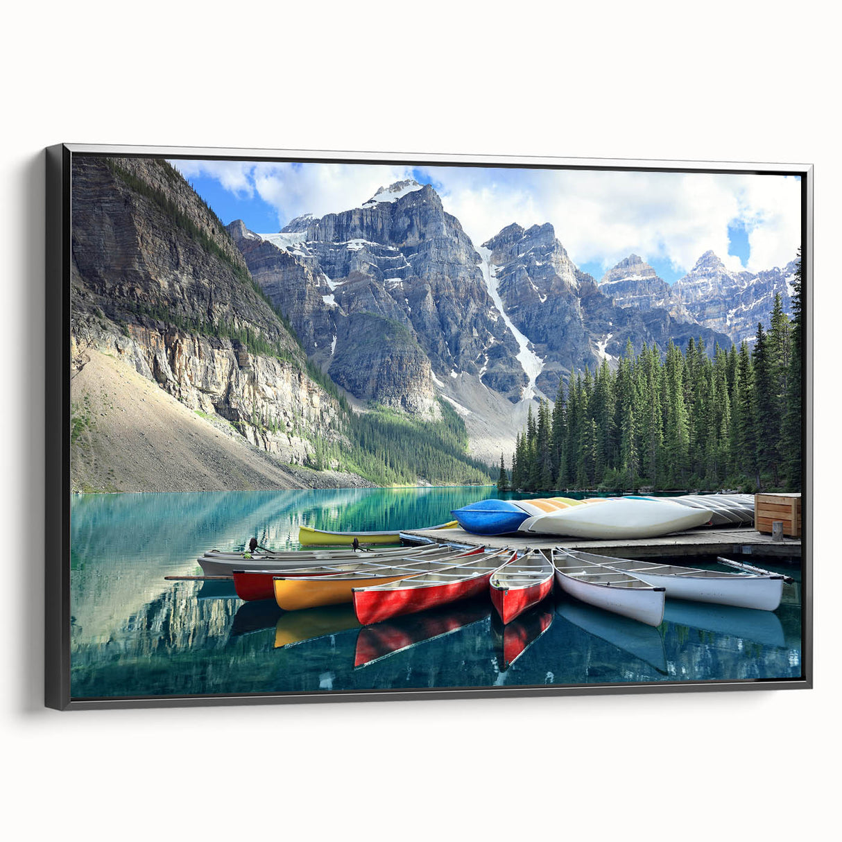 Black and white framed canvas of Alberta landscape, featuring vintage poster art style, ideal for bedroom wall decor.