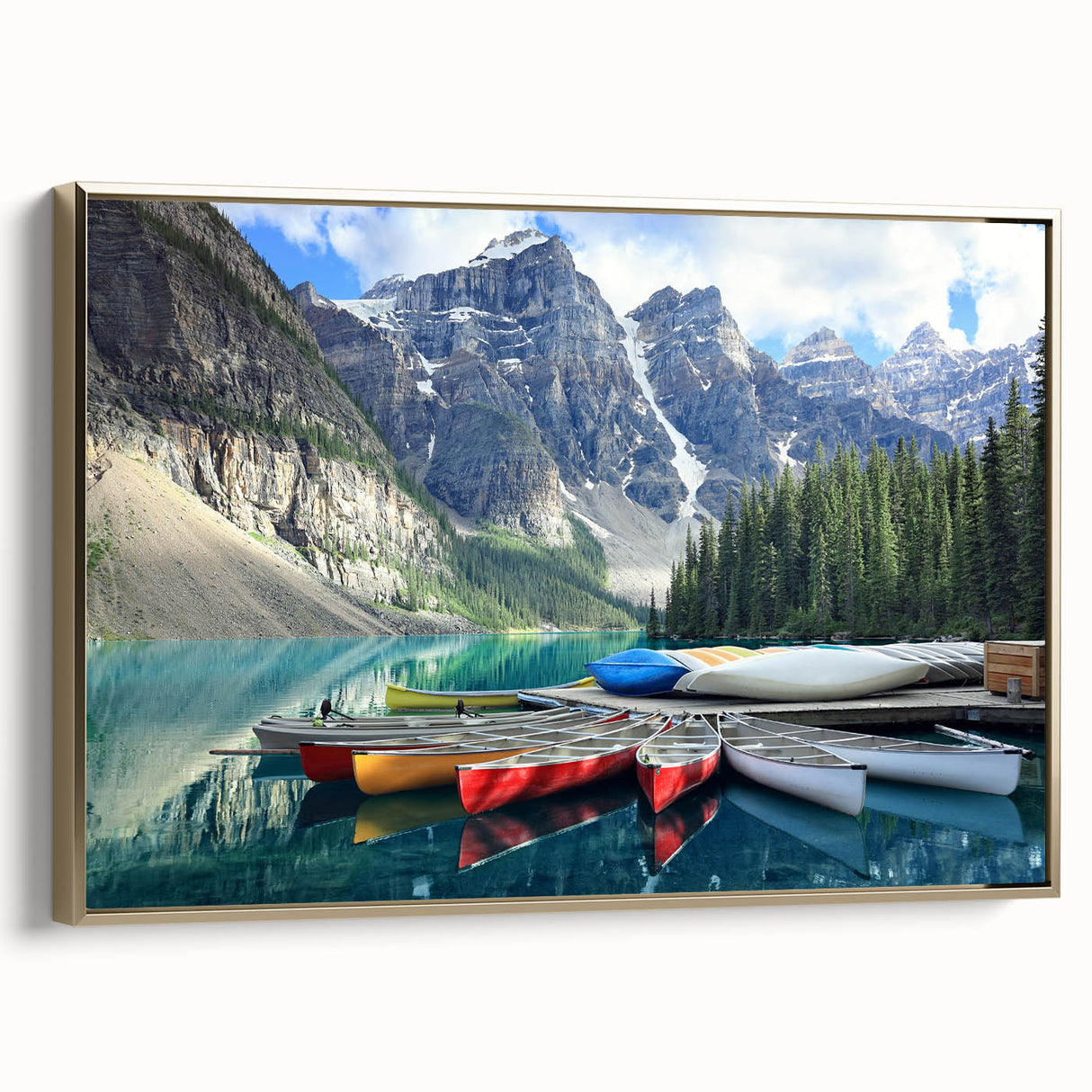Framed canvas featuring a vintage-style landscape painting of Alberta, Canada in muted earth tones.