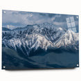 Acrylic print of a large abstract depiction of British Columbia scenery, in cool blue and green shades.