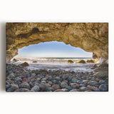 Large black and white stretched canvas depicting a serene Newfoundland scenery, ideal for kitchen wall art.