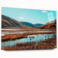 Acrylic print of a Nova Scotia landscape in muted blue and green tones, suitable for bedroom or dining room decor.