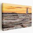 Landscape of Prince Edward, Canada on stretched canvas, featuring muted green and blue tones, ideal for kitchen wall art.