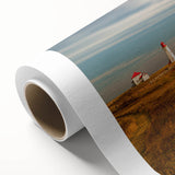 Art deco poster of Quebec scenery with pastel shades on rolled canvas, ideal for nursery wall art.