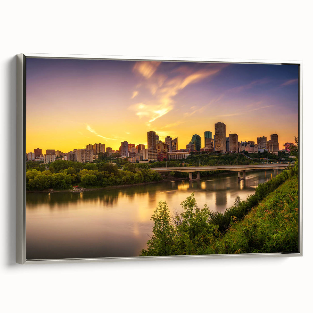 Landscape art painting of Saskatchewan scenery on framed canvas.