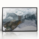 Large abstract wall art depicting Yukon scenery in muted earth tones on a framed acrylic.