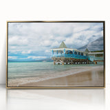 Acrylic print of Antigua scenery in art deco style with gold frame, suitable for modern nursery decor.
