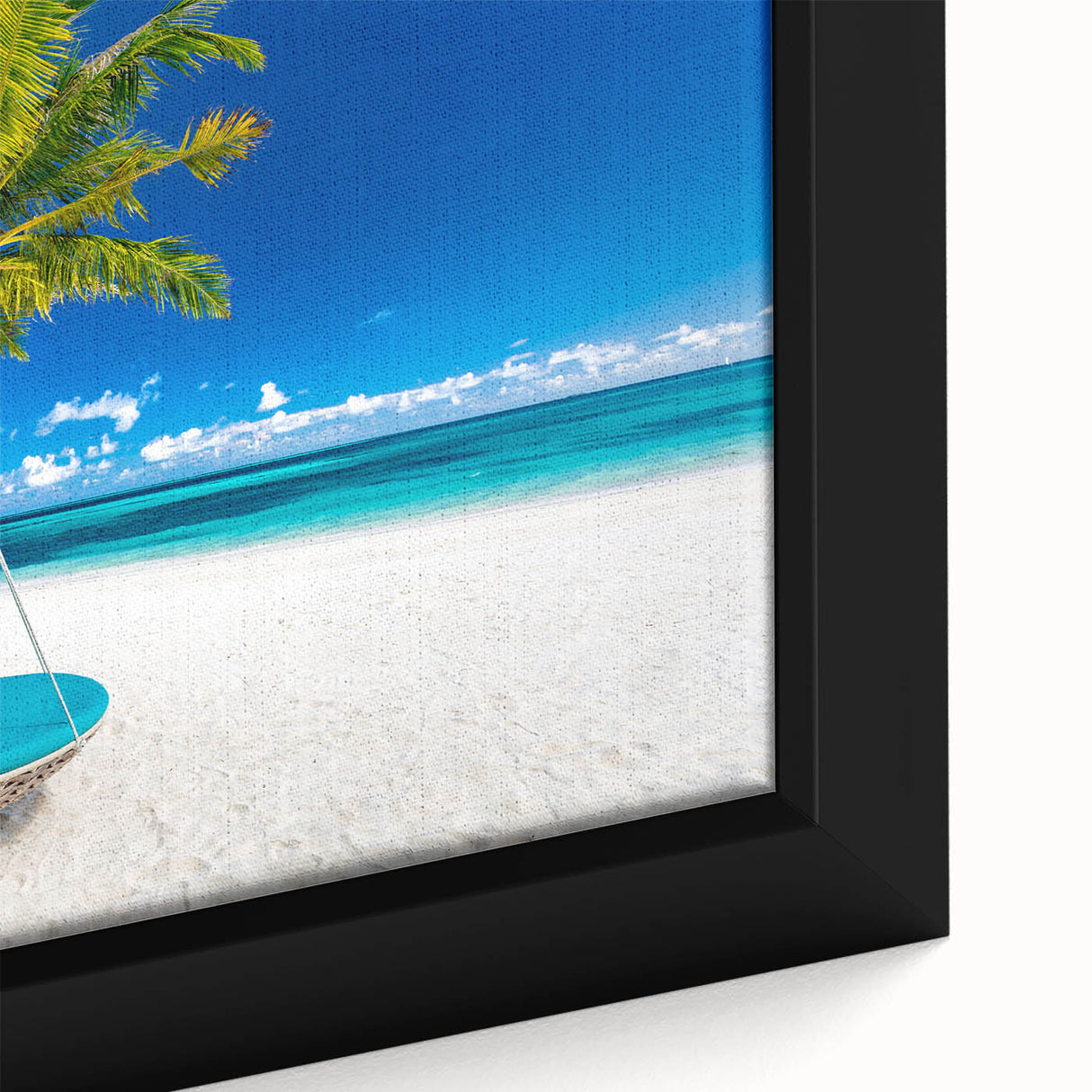 Extra large framed canvas featuring a textured depiction of the Caribbean Bahamas in vibrant, colorful art.