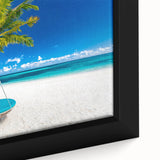 Extra large framed canvas featuring a textured depiction of the Caribbean Bahamas in vibrant, colorful art.