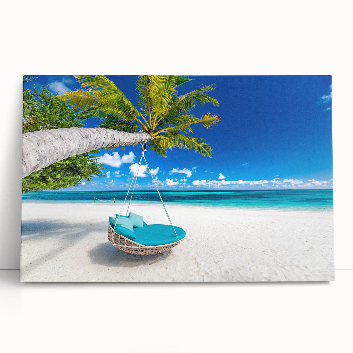 Black and white photo of the Caribbean seascape on large stretched canvas, ideal for kitchen wall art.