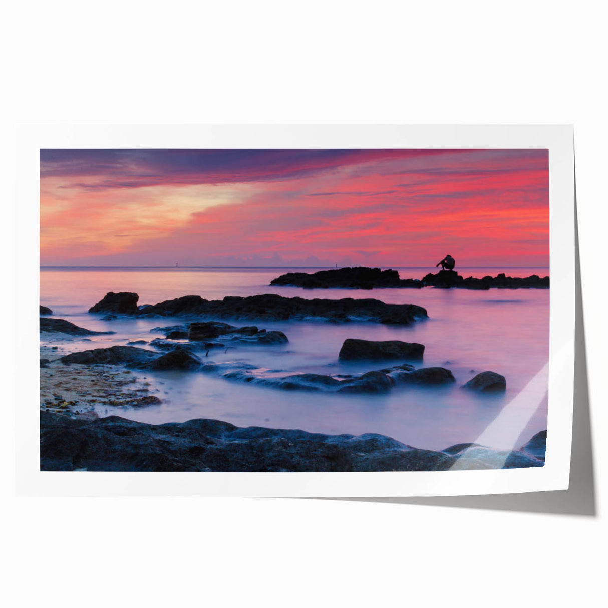 Extra large rolled canvas print of a Caribbean Bermuda scenery with vibrant floral elements, ideal for dining room wall art.