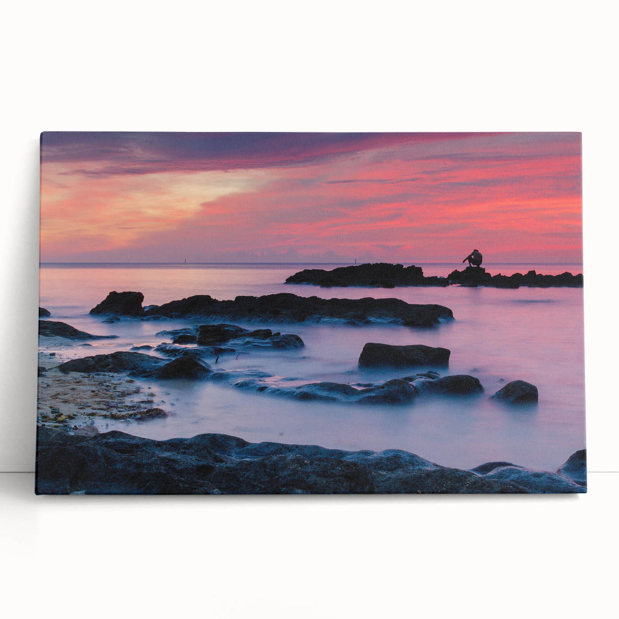 Black and white stretched canvas featuring a serene Caribbean beach scene, ideal for kitchen wall art.