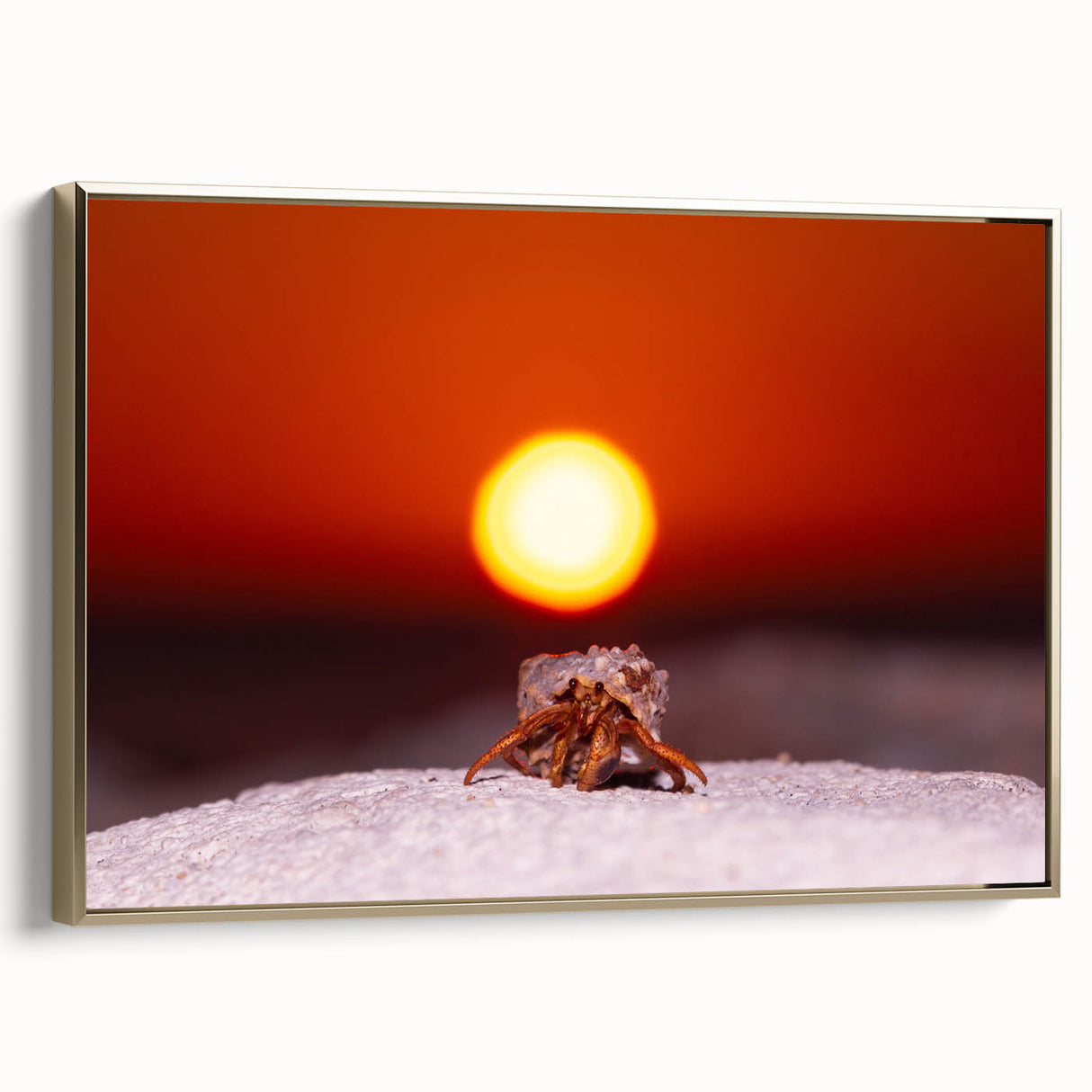 Framed canvas depicting a serene Caribbean landscape in muted earth tones, ideal for bedroom wall art.