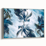 Framed canvas depicting a vintage Caribbean landscape with vibrant, colorful art and black accents.