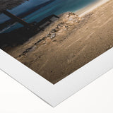 Art deco poster featuring a serene Caribbean beach scene on rolled canvas, suitable for dining room or bathroom.