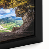 Extra large framed canvas featuring a textured depiction of a Caribbean scene in vibrant colors, ideal for living room decor.