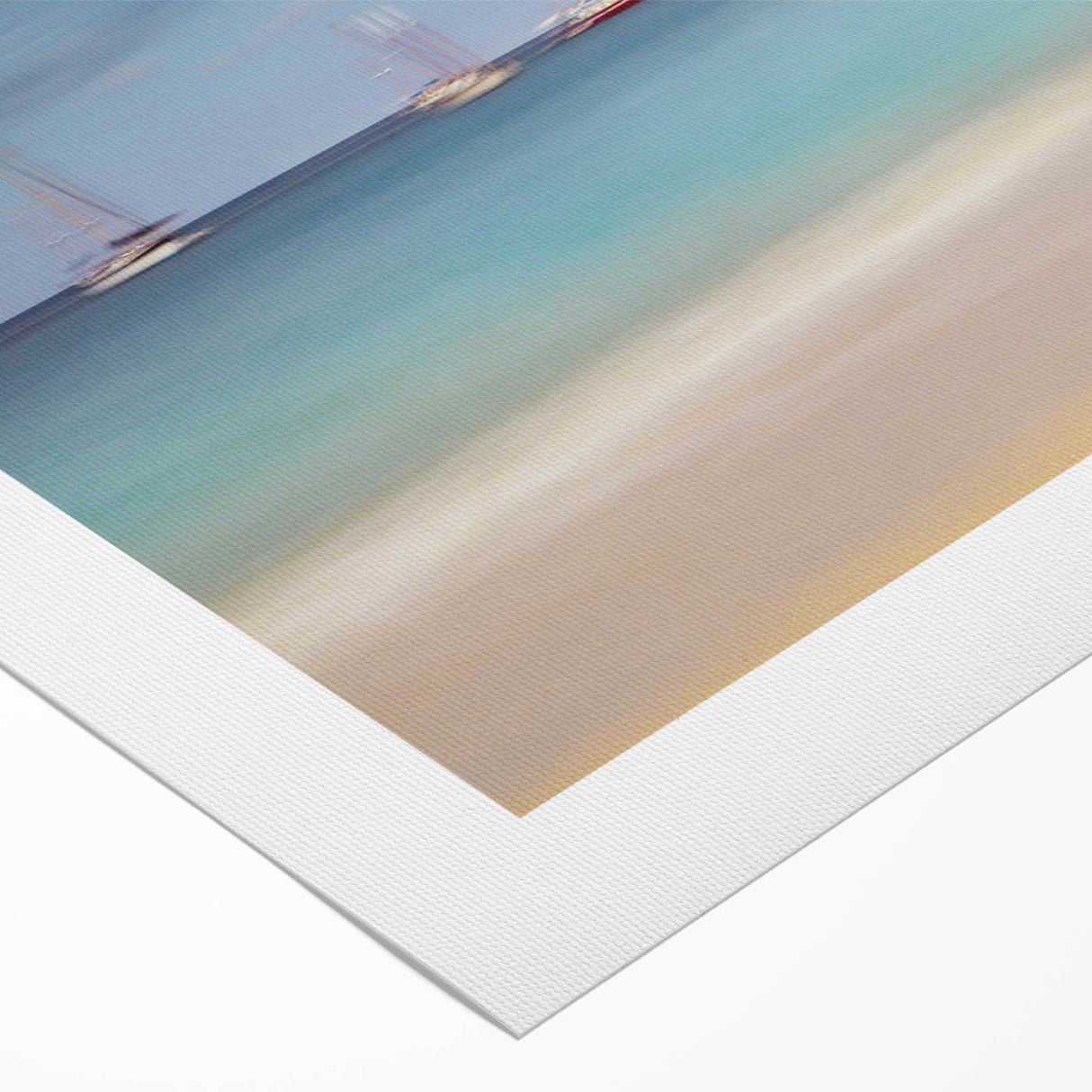 Art deco poster of a Caribbean scenery with vibrant blue and green tones on rolled canvas, suitable for dining room wall art.
