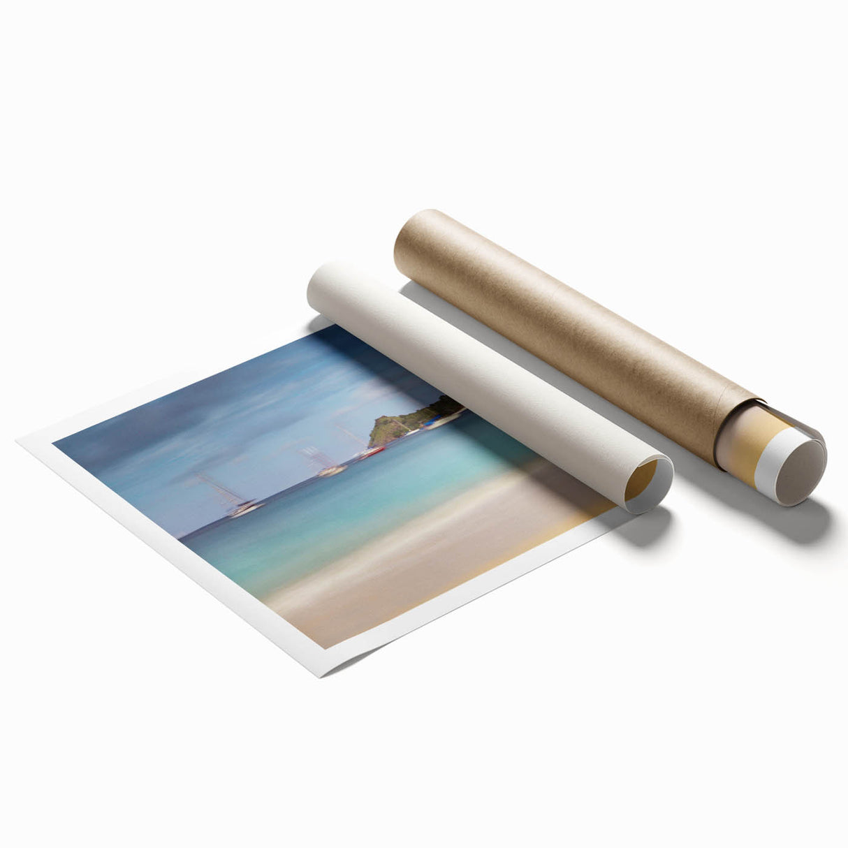 Extra large rolled print of a Caribbean Saint Lucia scenery with vivid floral details, ideal for classy bathroom wall art.