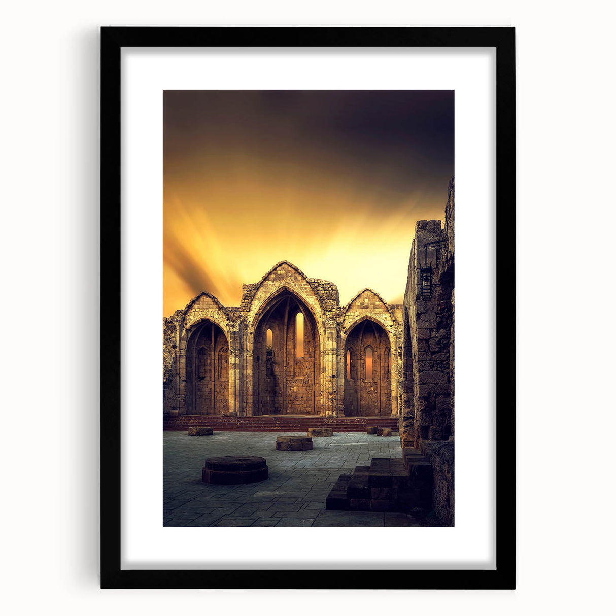 Extra large framed print of abstract Caribbean scenery with vibrant, textured colors, ideal for living room decor.