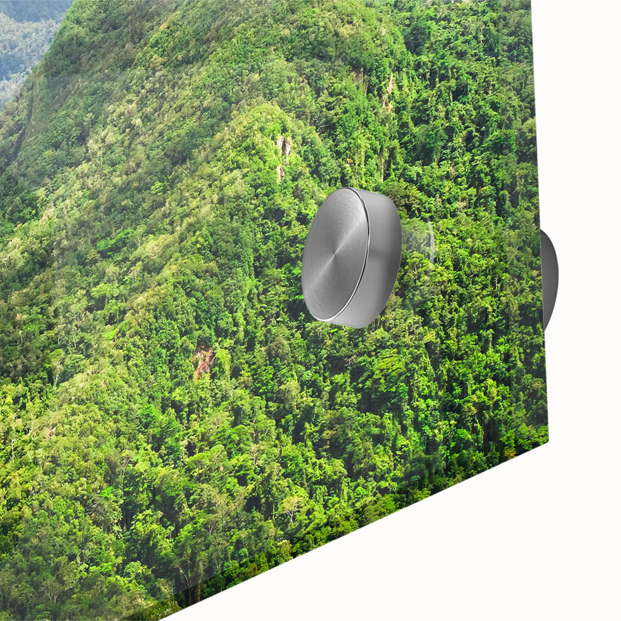 Large abstract wall art depicting Central America scenery in muted earth tones on acrylic glass.