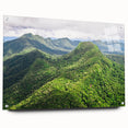 Acrylic print of a large abstract wall art depicting Central America scenery in vibrant hues.