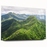 Acrylic print of a large abstract wall art depicting Central America scenery in vibrant hues.