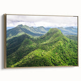Framed canvas depicting a vintage landscape of Belize in muted gold and black tones, ideal for bedroom wall art.