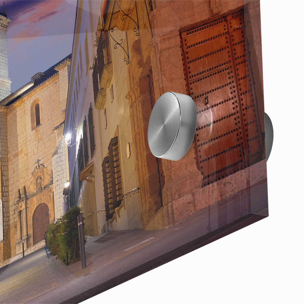 Large abstract wall art depicting a Central American landscape in muted earth tones on acrylic glass.