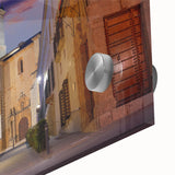 Large abstract wall art depicting a Central American landscape in muted earth tones on acrylic glass.