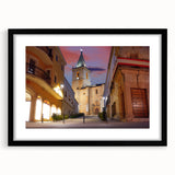 Extra large framed abstract art print of a colorful, textured Central American scenery, ideal for living room decor.