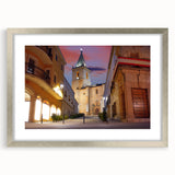 Textured abstract art print of Central America scenery in muted earth tones, silver framed with mat.