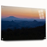 Large abstract wall art of a Central American scenery in vibrant colors on acrylic glass.