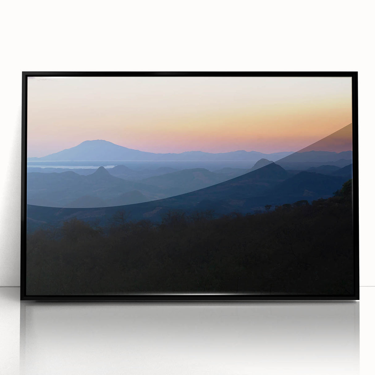 Large abstract wall art of a Central American landscape in muted earth tones on framed acrylic, suitable for modern decor.
