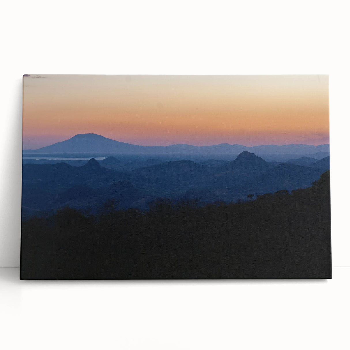 Black and white stretched canvas featuring a Central American landscape, ideal for kitchen wall art or bedroom decor.