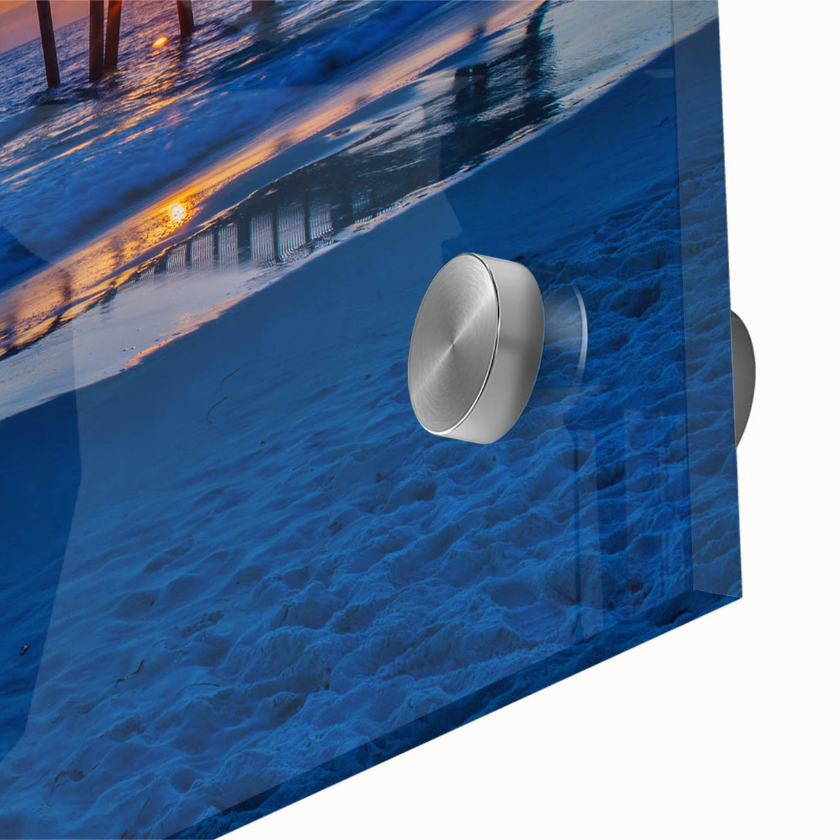 Large abstract wall art featuring vibrant, swirling colors on acrylic glass.
