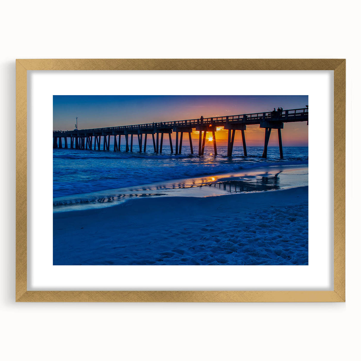 Extra large abstract art print of Central America scenery in gold frame, ideal for living room.