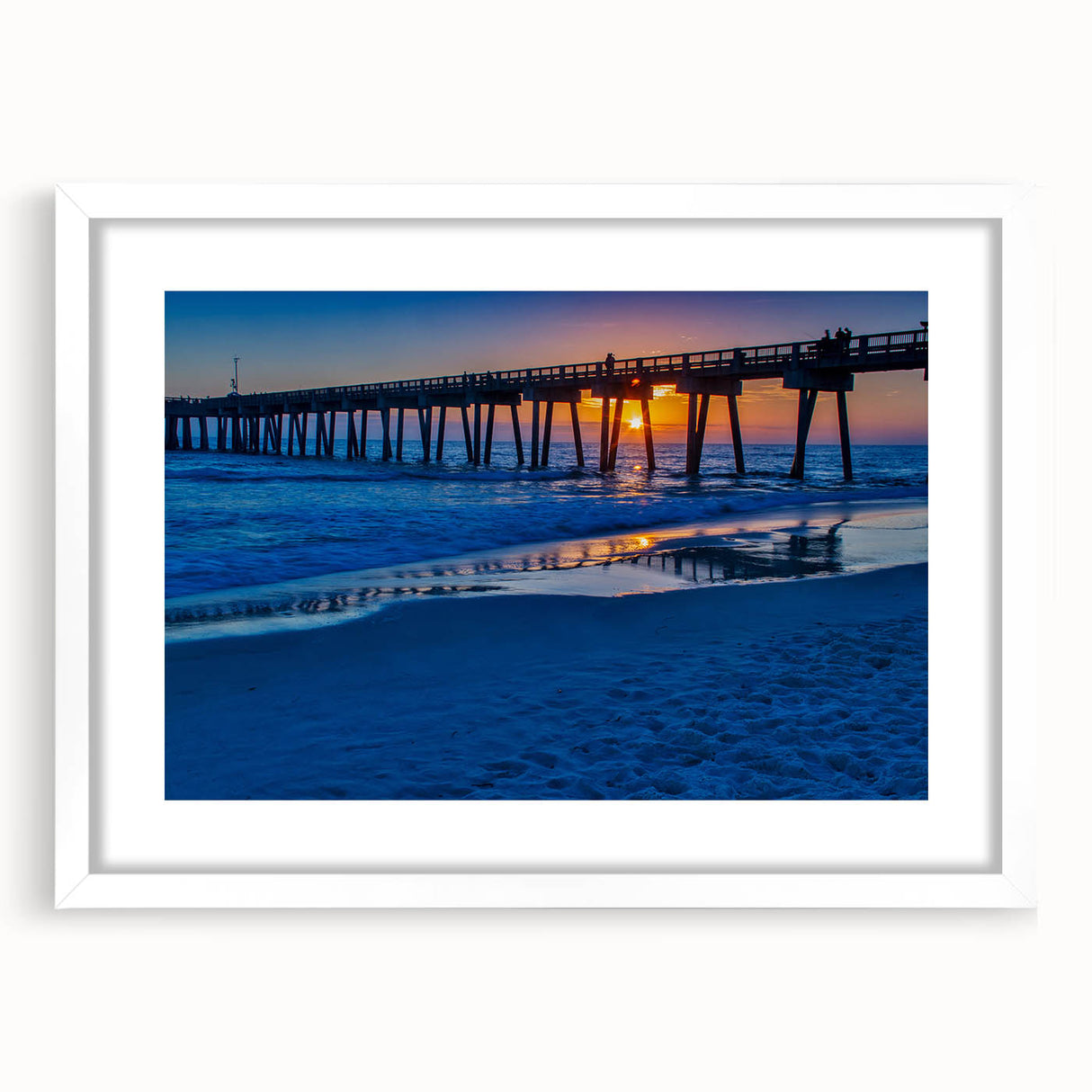 Abstract art print of a Central American landscape in muted earth tones on a framed white mat, ideal for dining room decor.