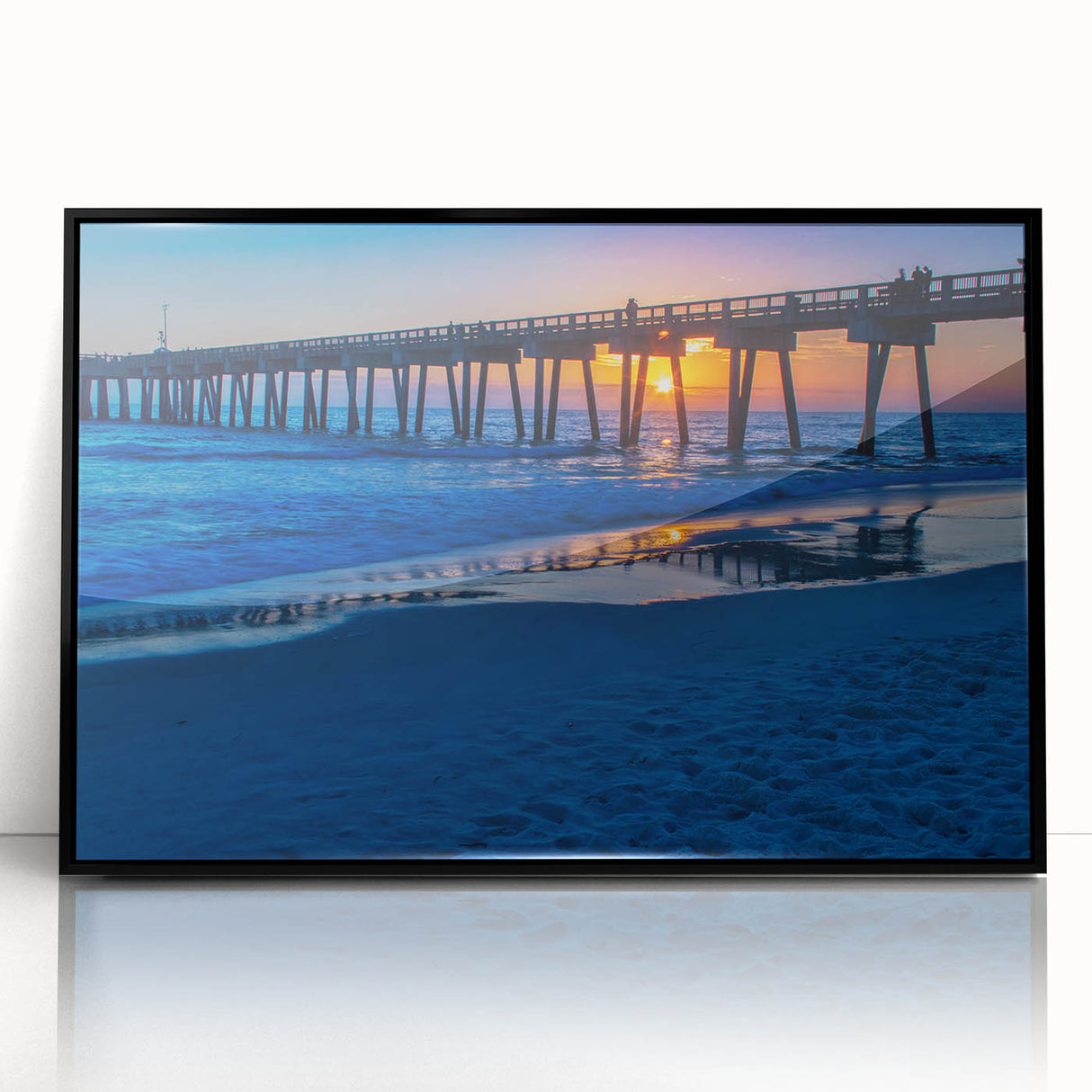 Large abstract wall art depicting a vibrant, colorful Central American scenery on a framed acrylic.