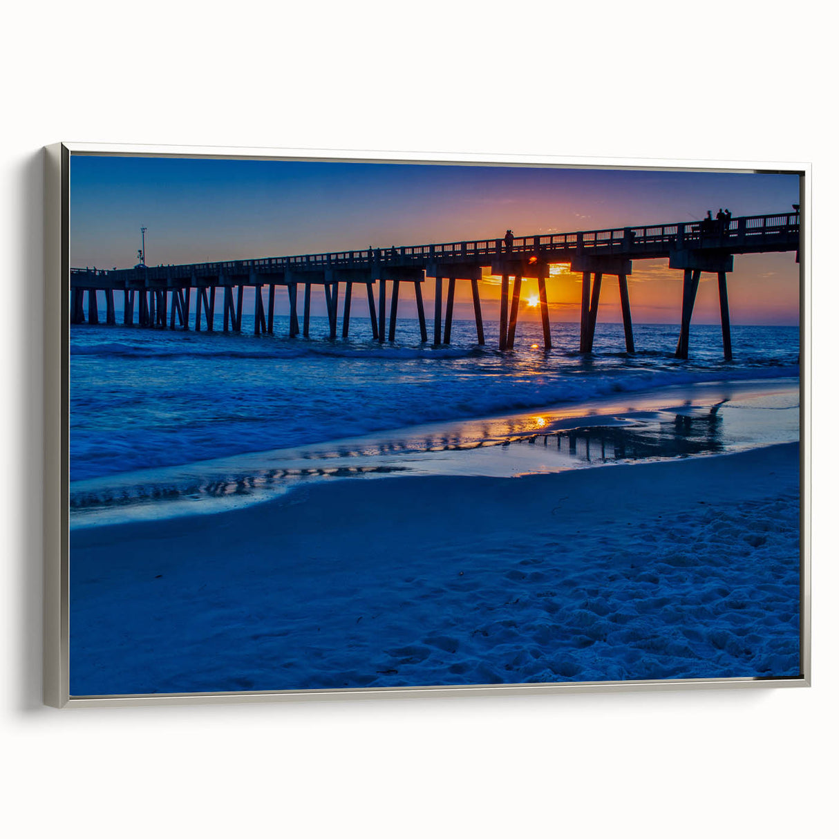 Framed canvas featuring a vintage-style landscape painting of a Panama scenery with colorful art and black accents.