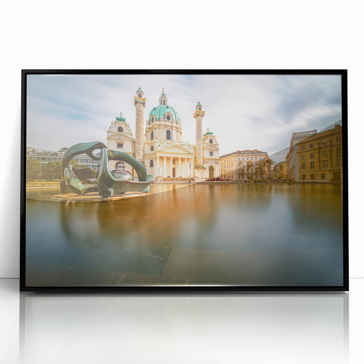 Large abstract wall art depicting a serene Austrian landscape in muted earth tones on framed acrylic.