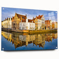 Large abstract depiction of a European scenery on acrylic glass, with muted earth tones.