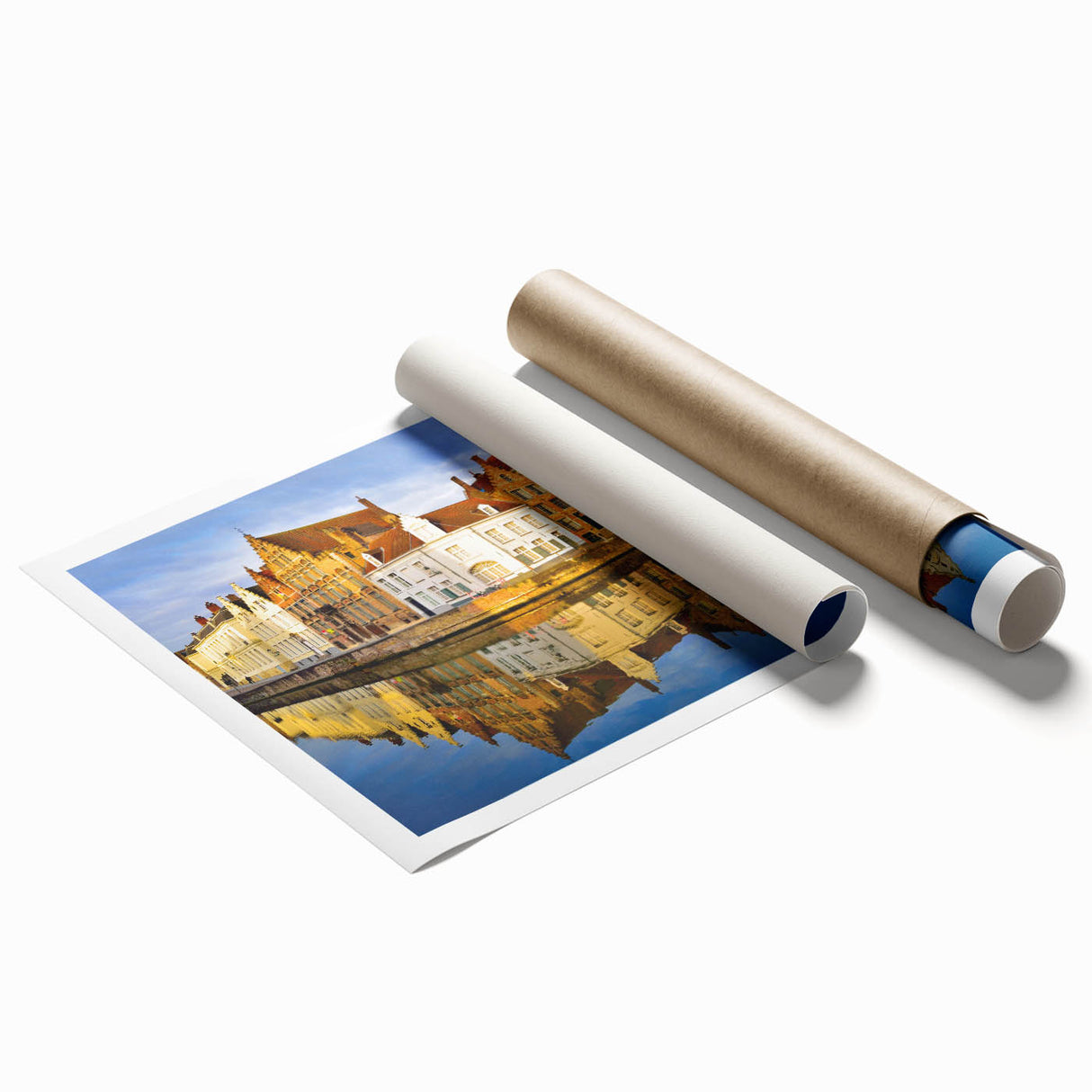 Extra large rolled print of a floral scene in Belgium, with soft pastel colors, suitable for bathroom or living room decor.