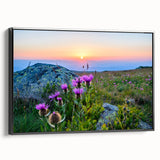 Black and white framed canvas depicting a vintage Bulgarian landscape, ideal for bedroom wall art.