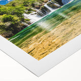 Art deco poster of a Croatian coastal scene in soft pastel colors on rolled canvas, suitable for dining room decor.